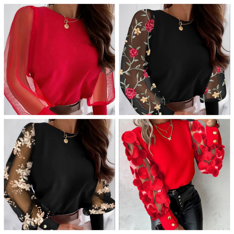 Elise | Glamorous Mesh Sleeve Top