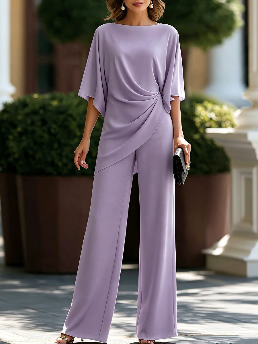 Lucretia | Draped Asymmetrical Wide-Leg Two-Piece Set