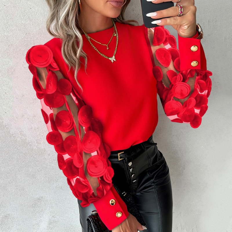 Elise | Glamorous Mesh Sleeve Top