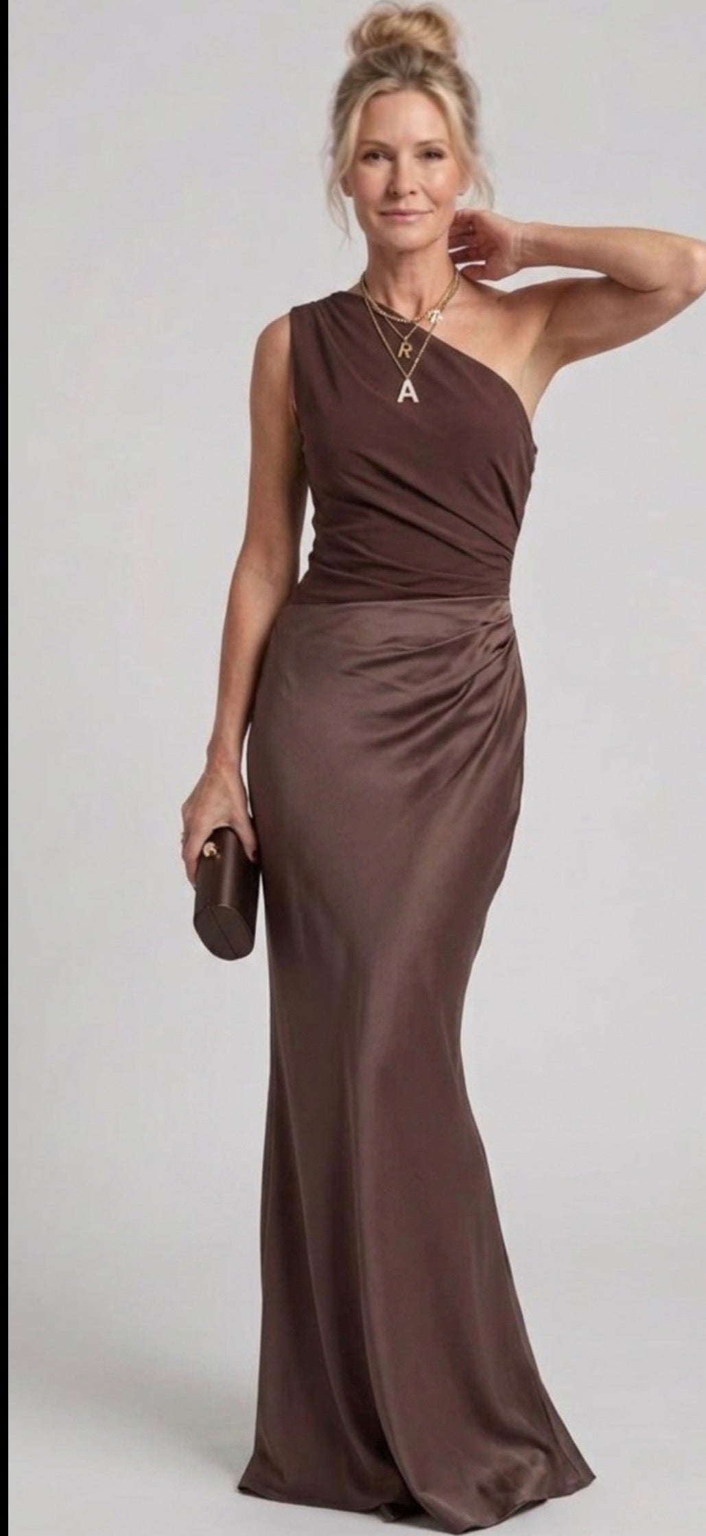 Beatrice | Satin Maxi Dress with Gold Detail