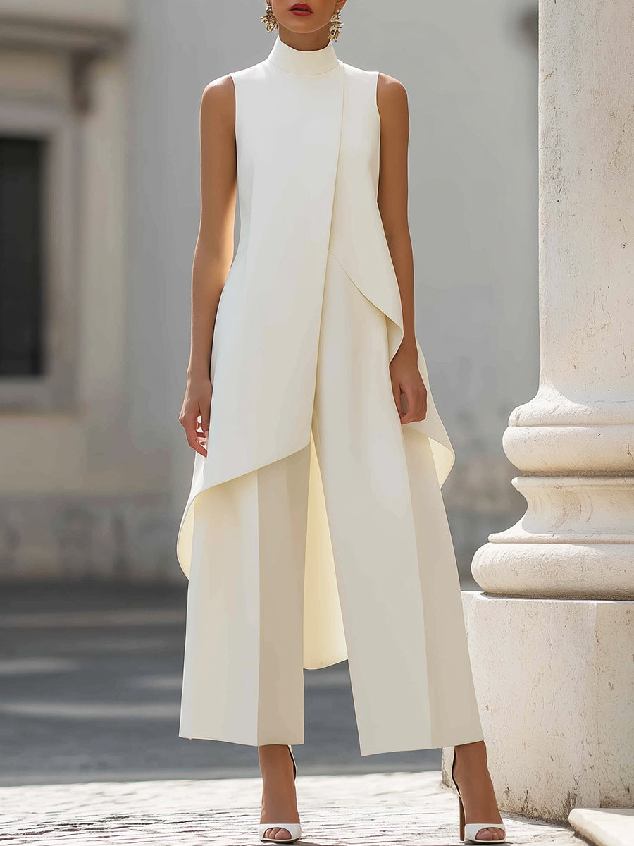 Imogen | Sculpted High-Neck Wide-Leg Jumpsuit