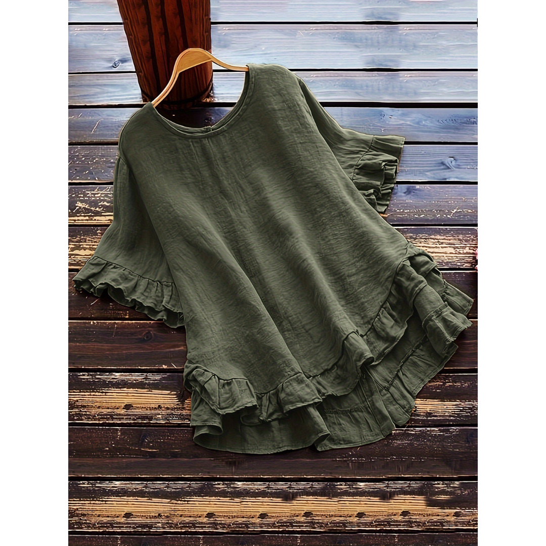 Evitat | Simple Plus Size Ruffle Hem