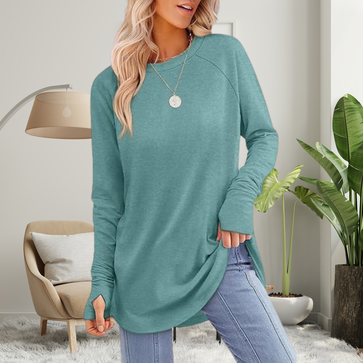 Stellan | Casual Long Sleeve Thumb Hole Top