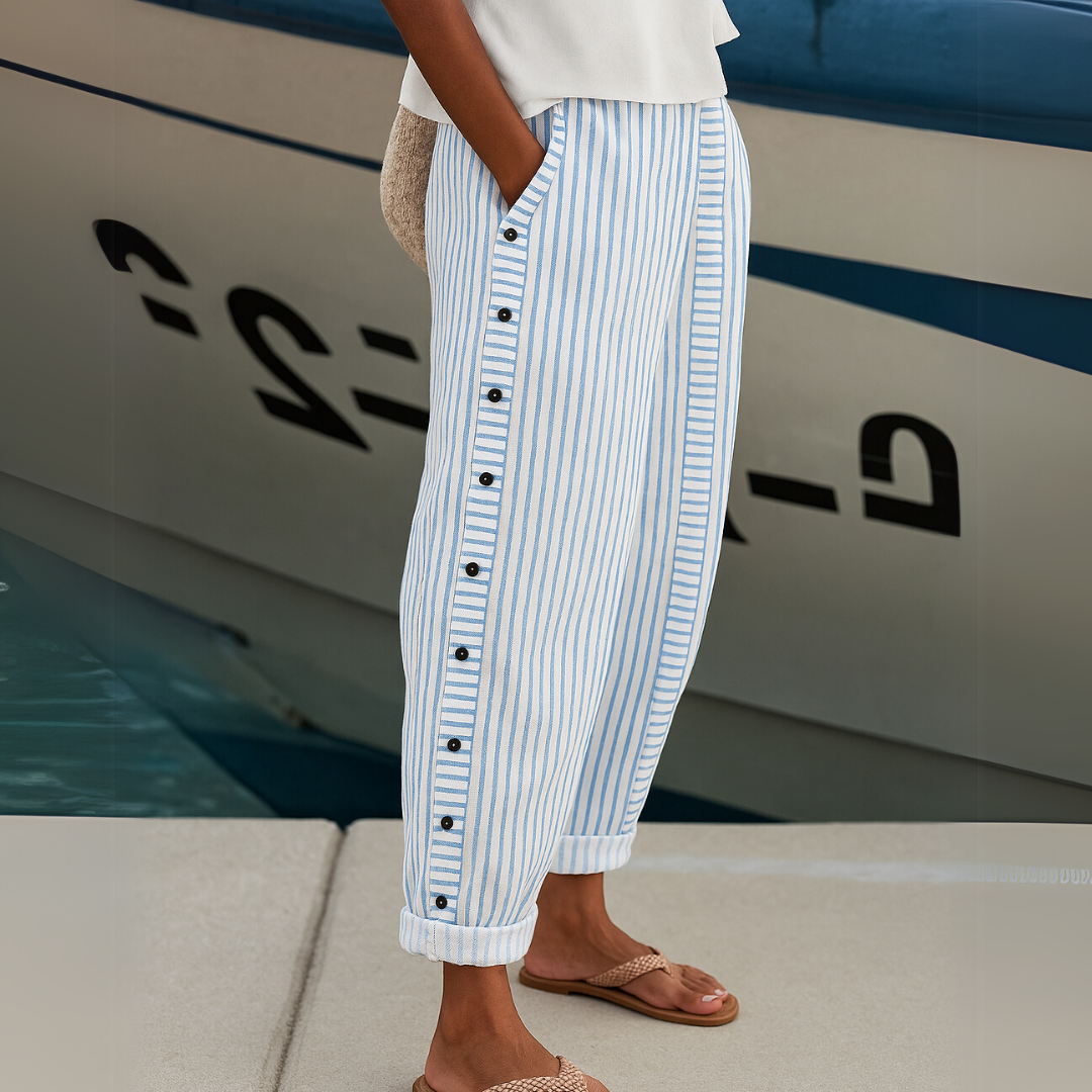 Sharon | Striped Loose Fit Wide-Leg Pants