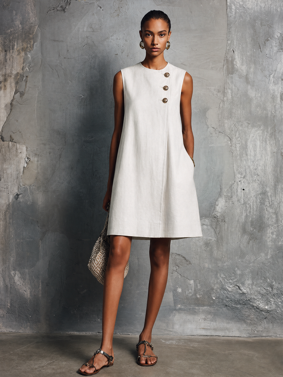 Blair | Asymmetric Button Shift Mini Dress