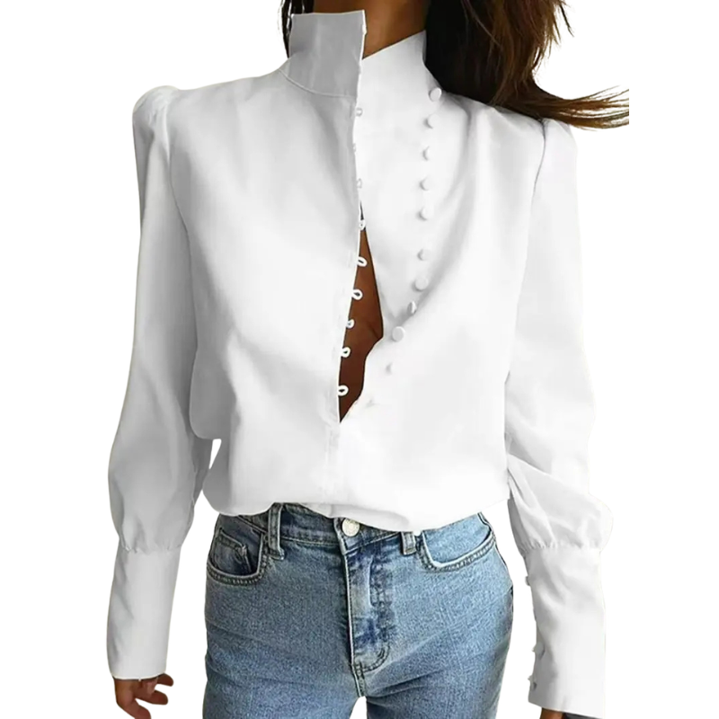 Roxie | Elegant Long Sleeve Stand Collar Shirt