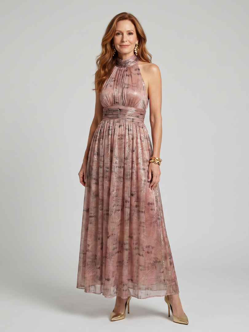 Charlotte | Textured Finish Sleeveless Midi Dress