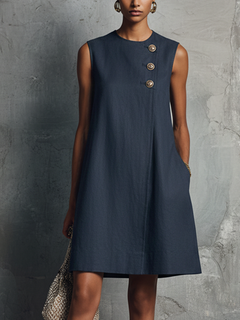 Blair | Asymmetric Button Shift Mini Dress