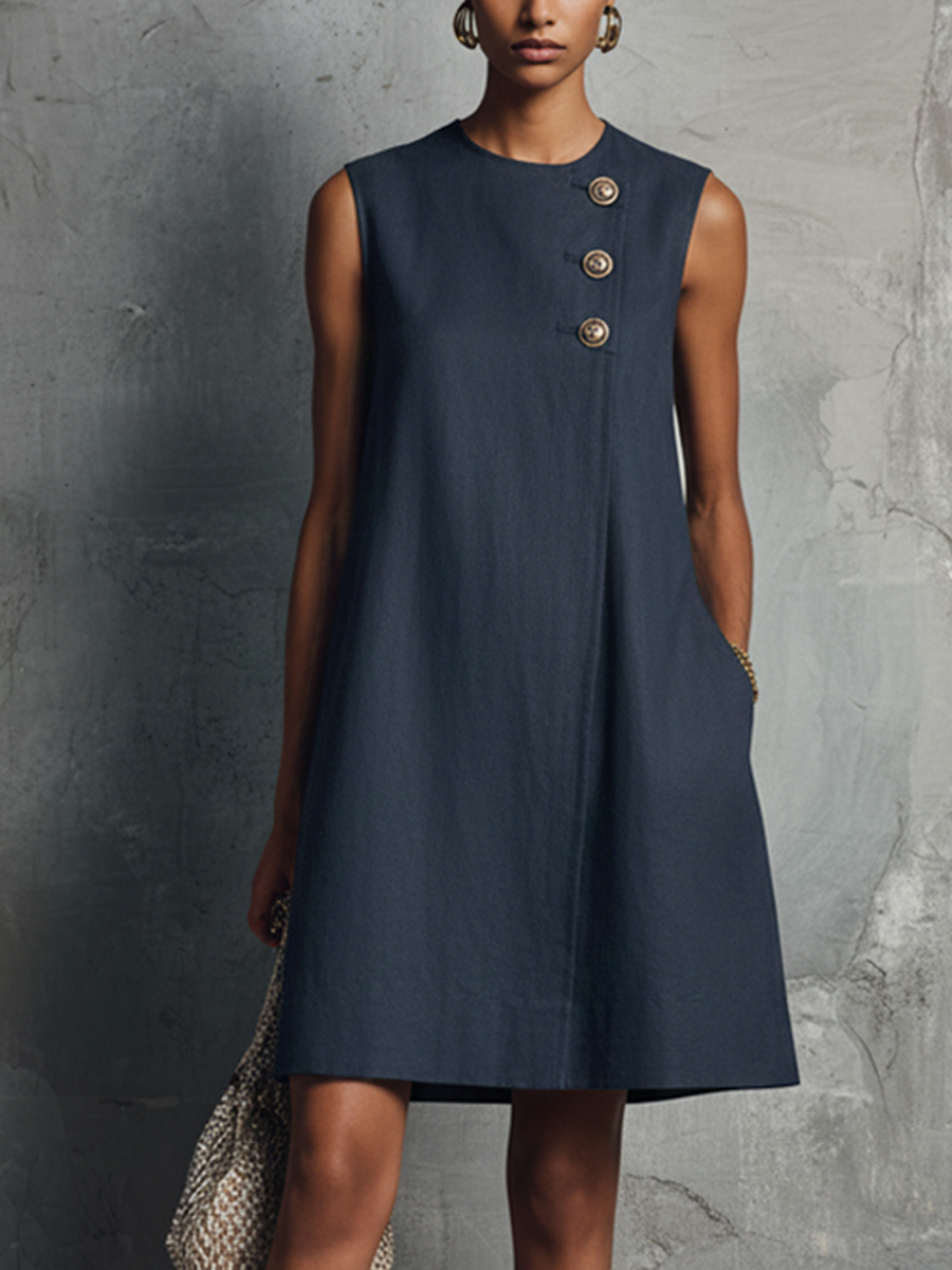 Blair | Asymmetric Button Shift Mini Dress