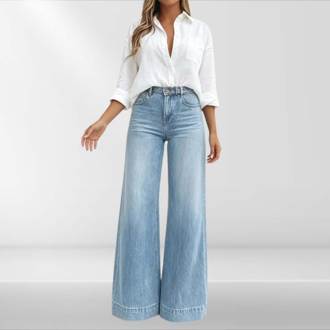 Hannah | High-Waist Vintage-Wash Wide-Leg Jeans