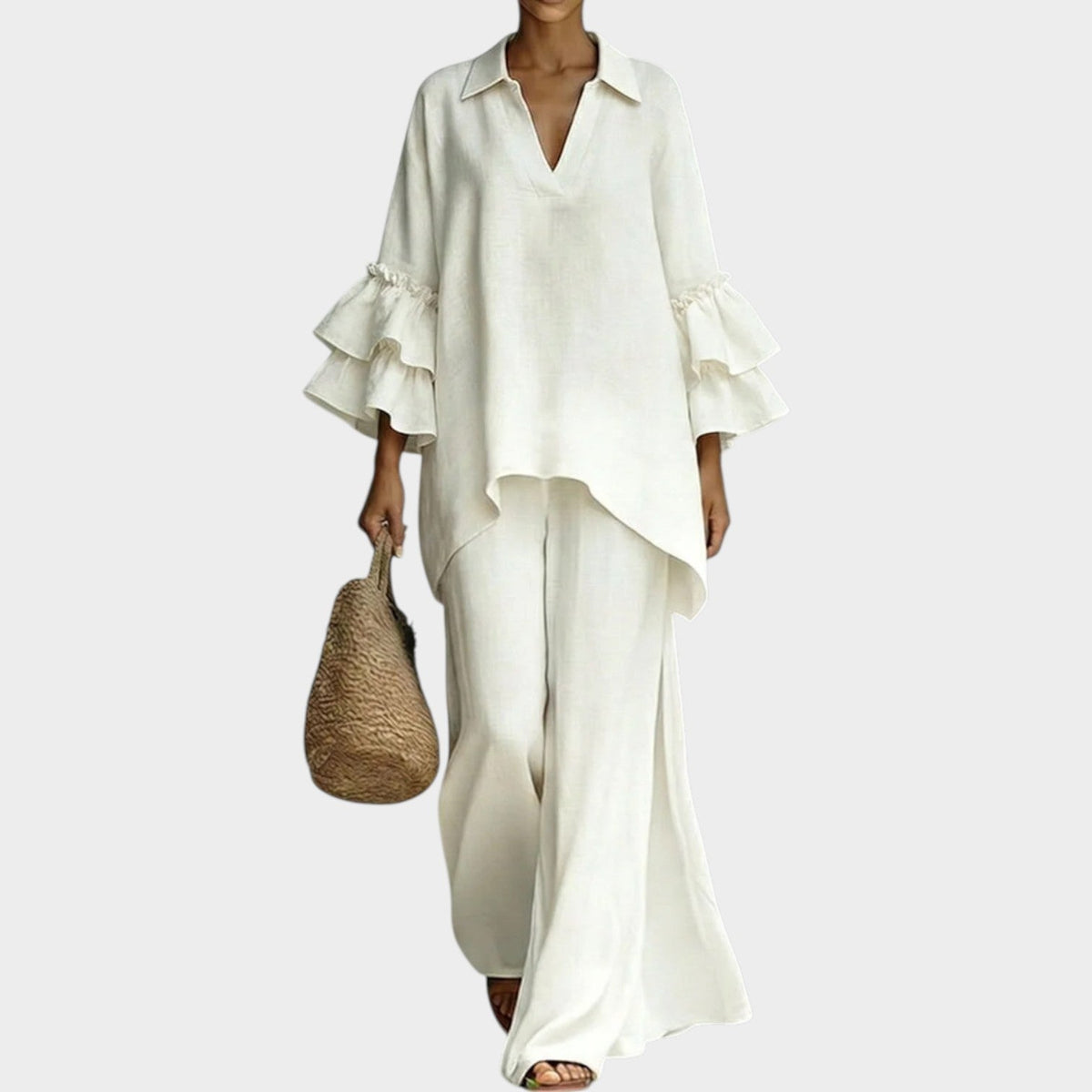 Ariela | Oversized Top and Wide-Leg Pants Two-Piece Set