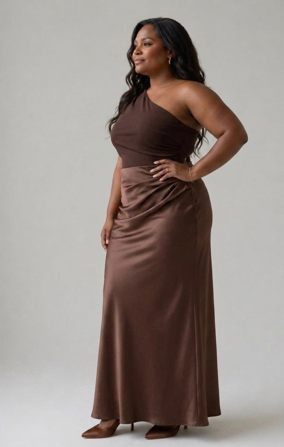 Beatrice | Satin Maxi Dress with Gold Detail