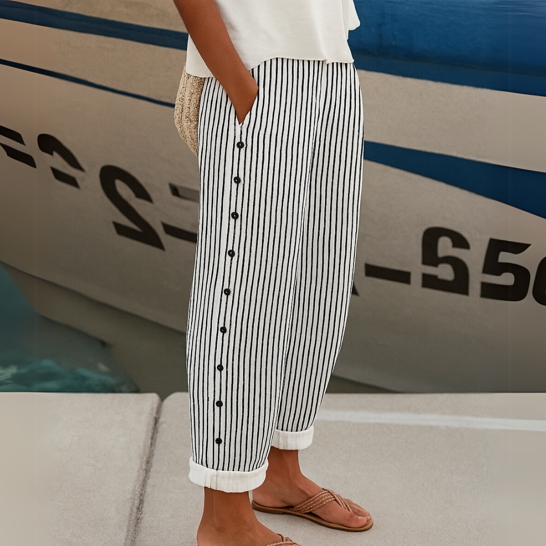 Sharon | Striped Loose Fit Wide-Leg Pants