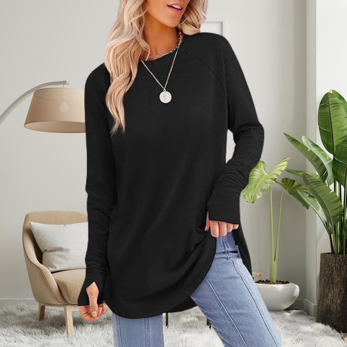 Stellan | Casual Long Sleeve Thumb Hole Top