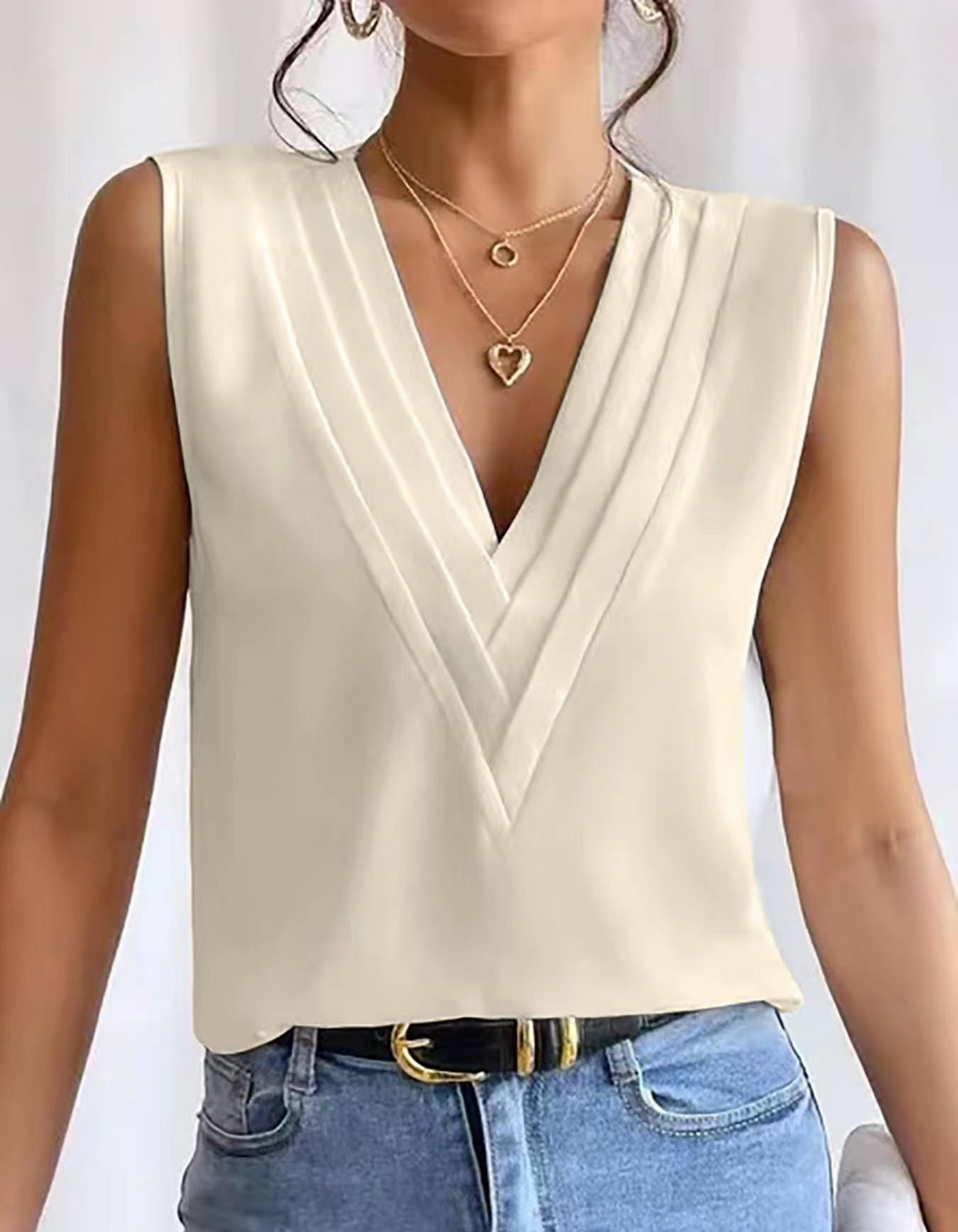 Jade | Lightweight Sleeveless V-Neck Top