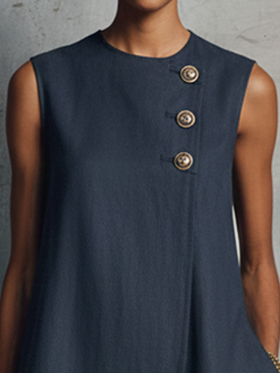 Blair | Asymmetric Button Shift Mini Dress