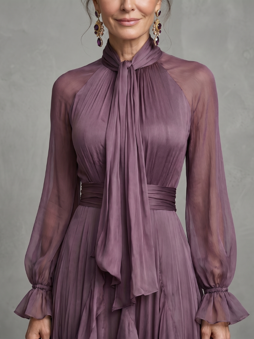 Violet | Tie Neck Ruffle Tiered Maxi Dress