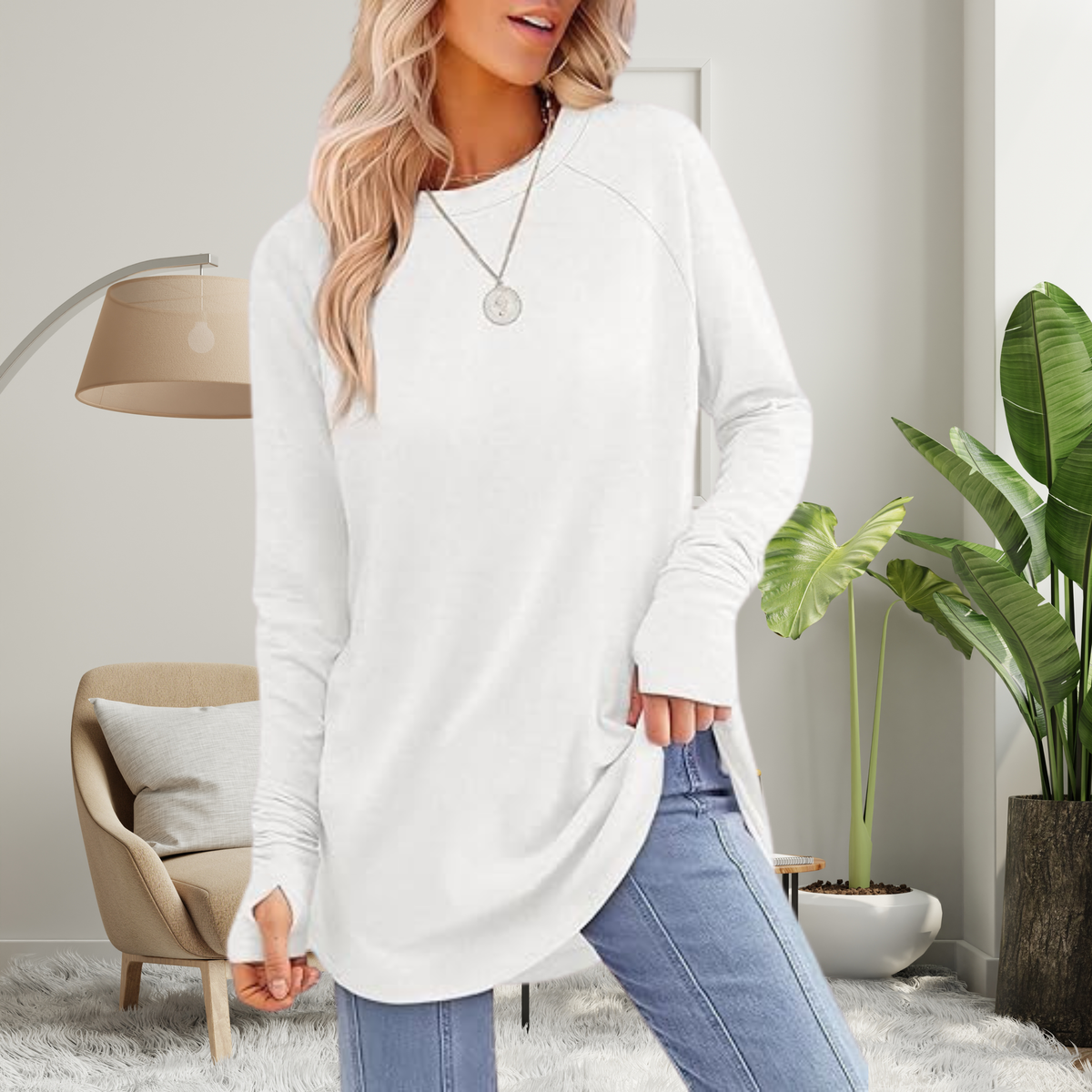 Stellan | Casual Long Sleeve Thumb Hole Top