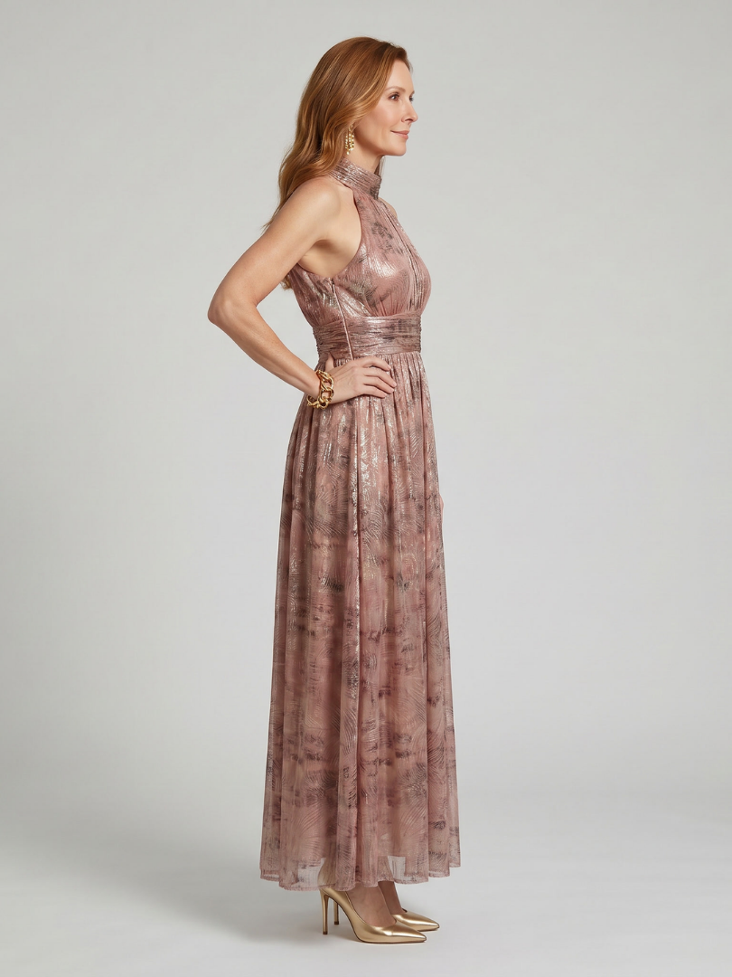 Charlotte | Textured Finish Sleeveless Midi Dress