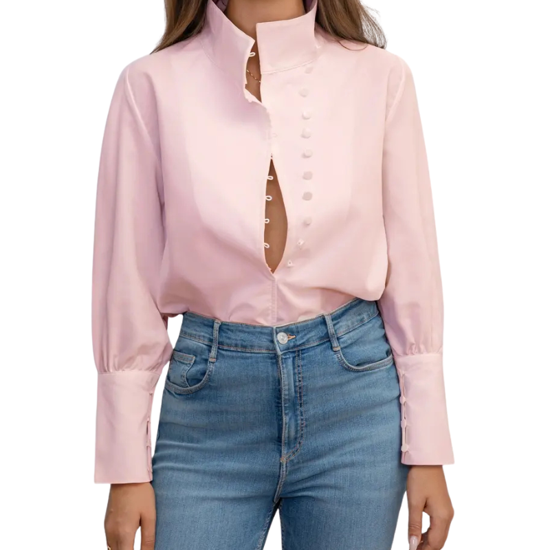 Roxie | Elegant Long Sleeve Stand Collar Shirt