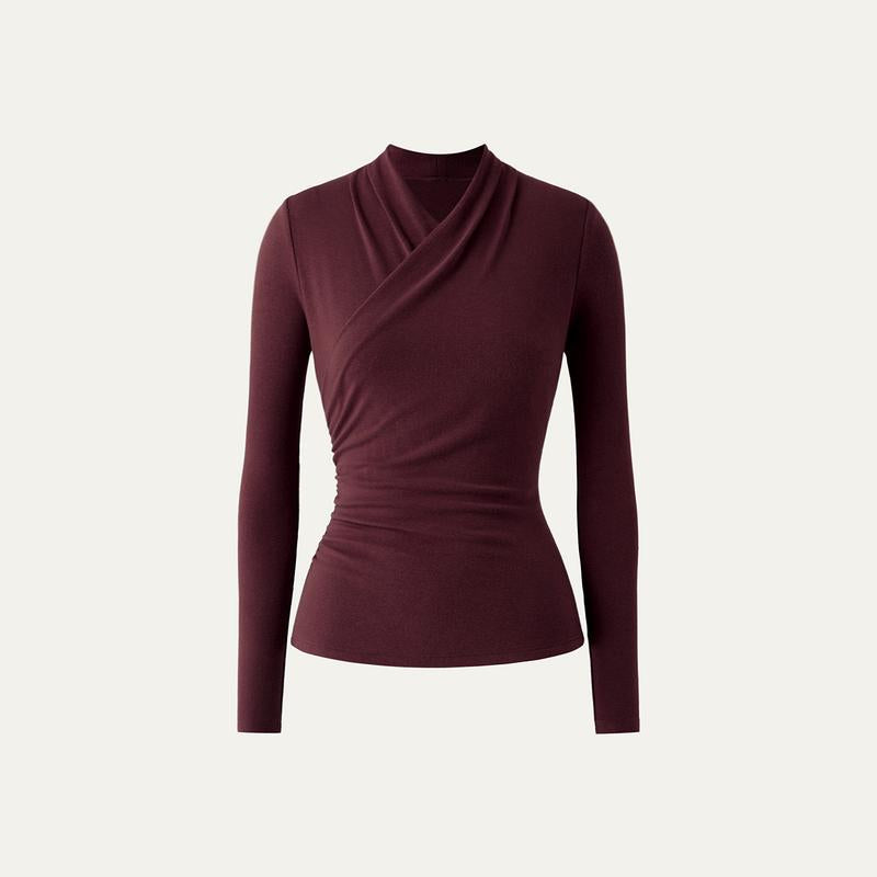 Nicat | Simple Surplice Long Sleeve Top