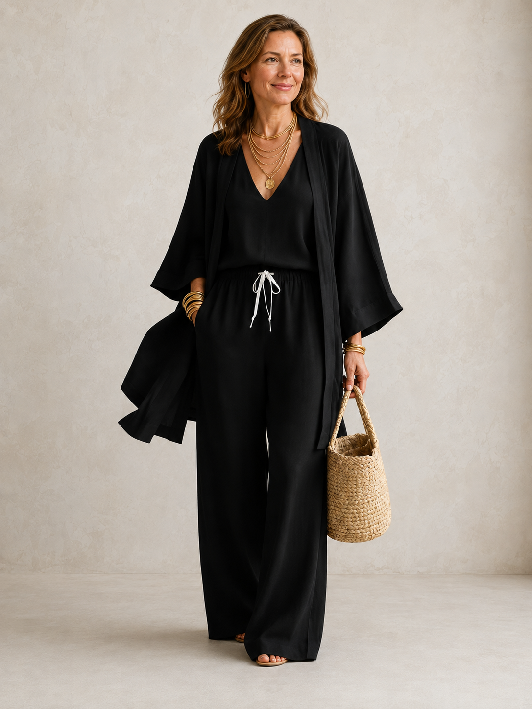 Elena | Three-Piece Linen-Look Set for Women