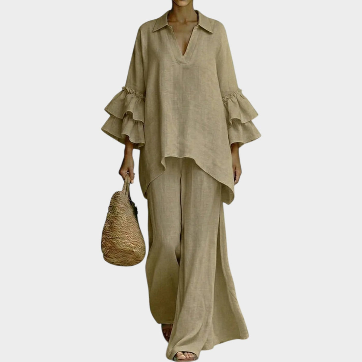 Ariela | Oversized Top and Wide-Leg Pants Two-Piece Set