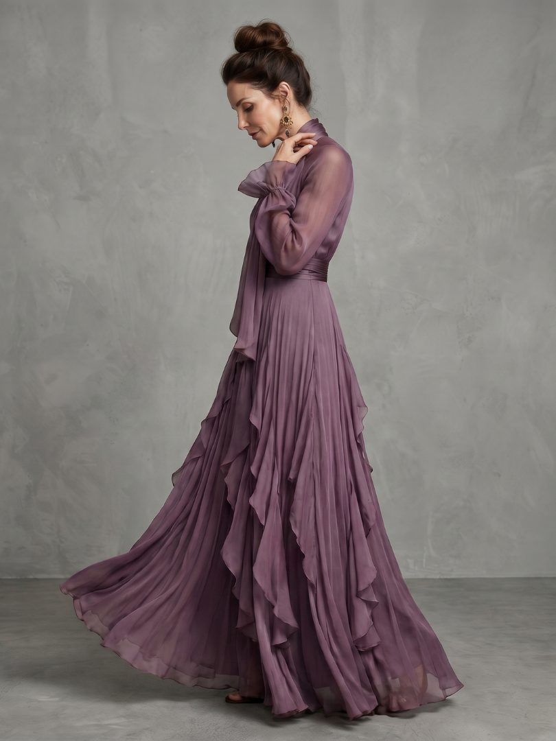 Violet | Tie Neck Ruffle Tiered Maxi Dress