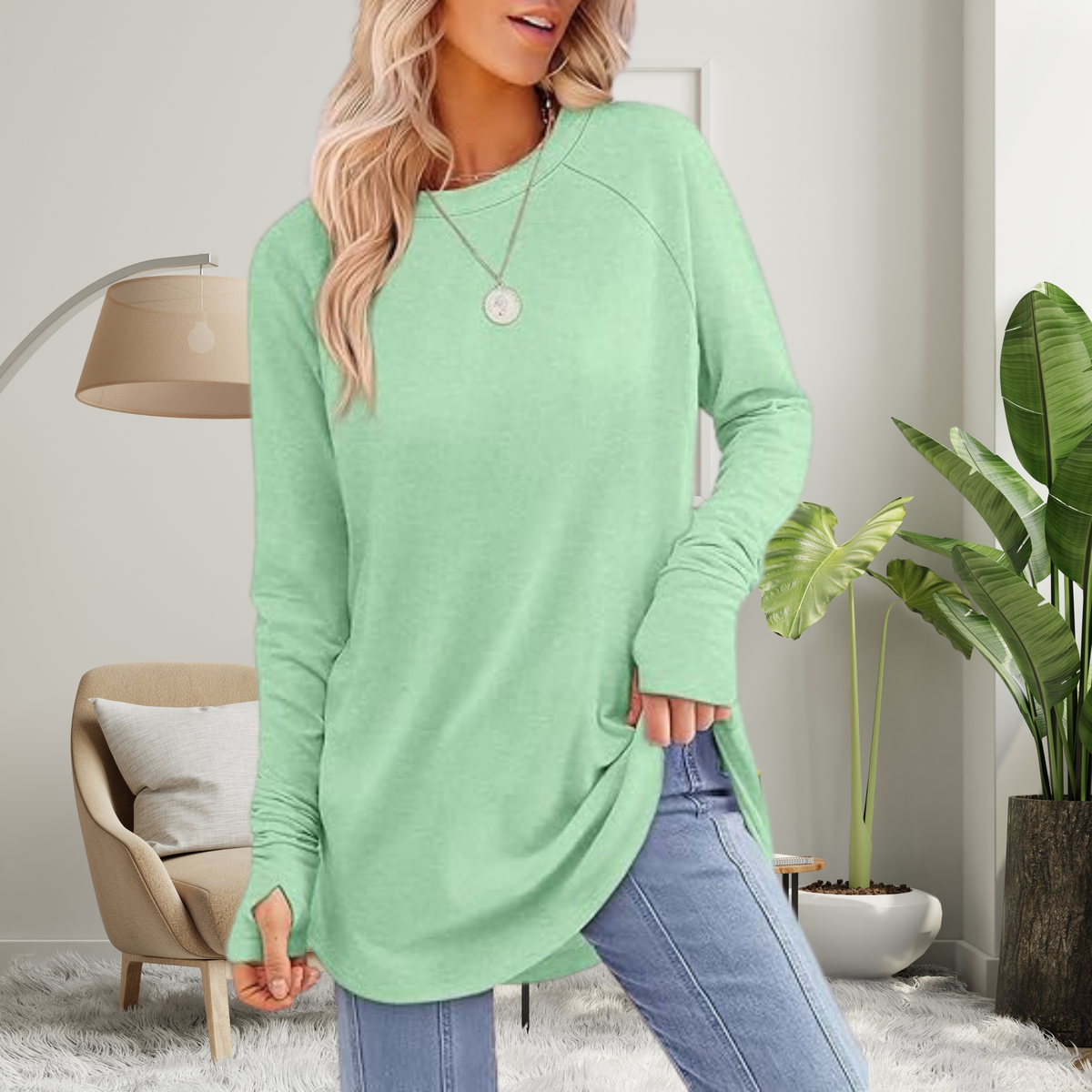 Stellan | Casual Long Sleeve Thumb Hole Top