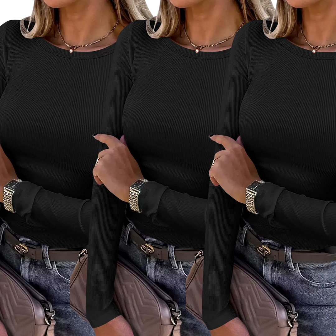 Karin | Basic Comfortable Ribbed Crewneck Shirt