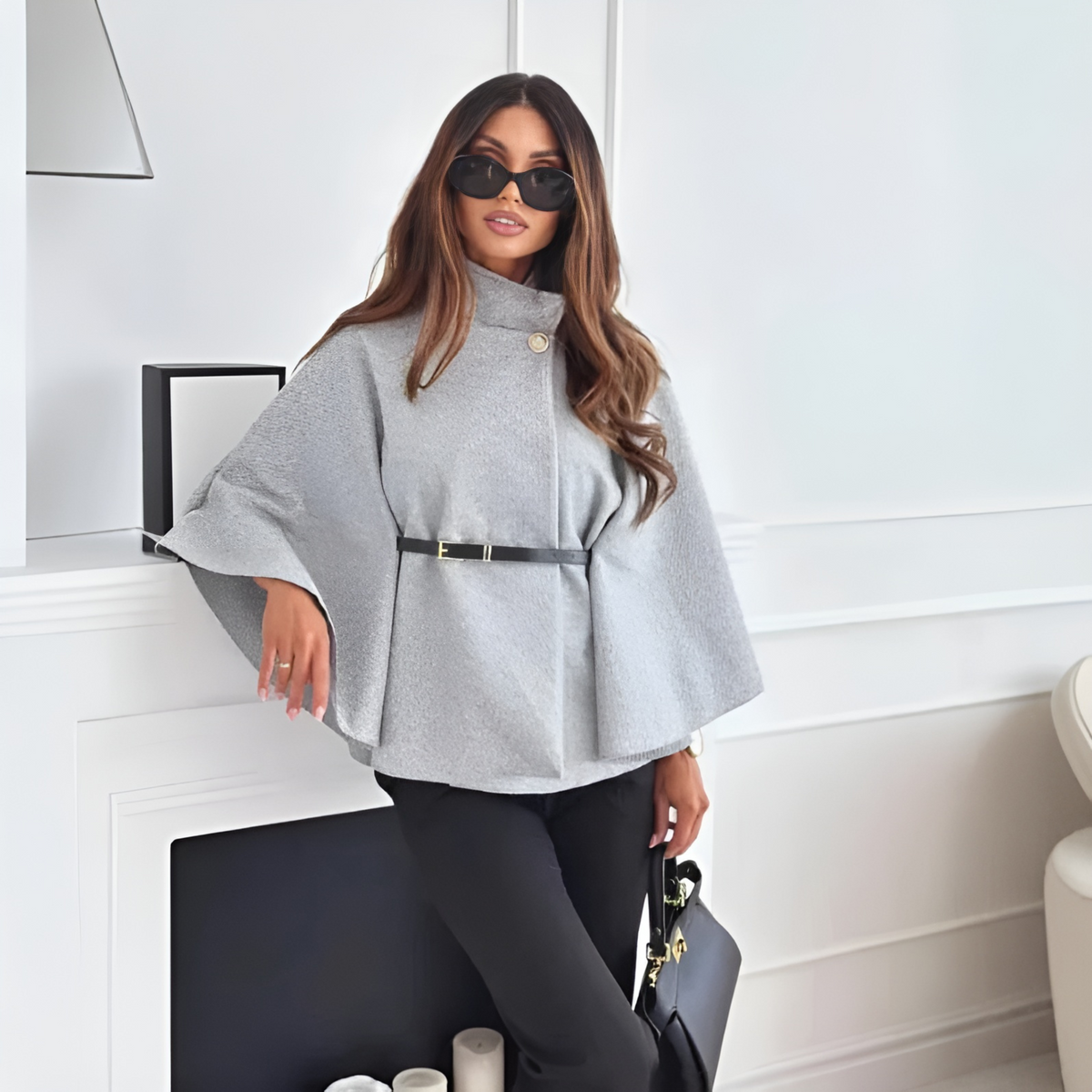 Fenith | Classy High Neck Belted Cape Top