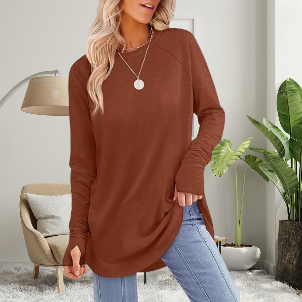 Stellan | Casual Long Sleeve Thumb Hole Top