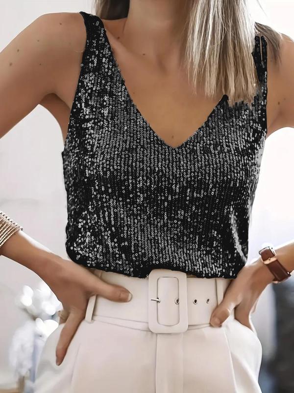 Gracet | Glitter Sequin V Neck Tank