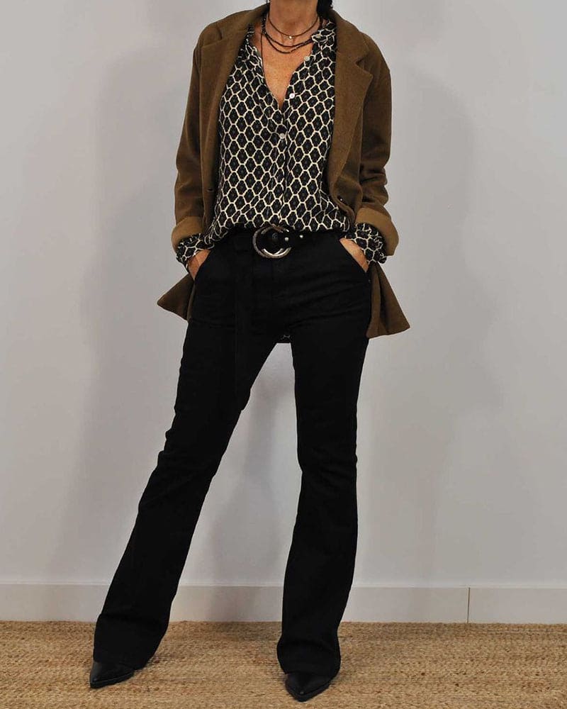 Elvira | Geometric V-Neck Blouse