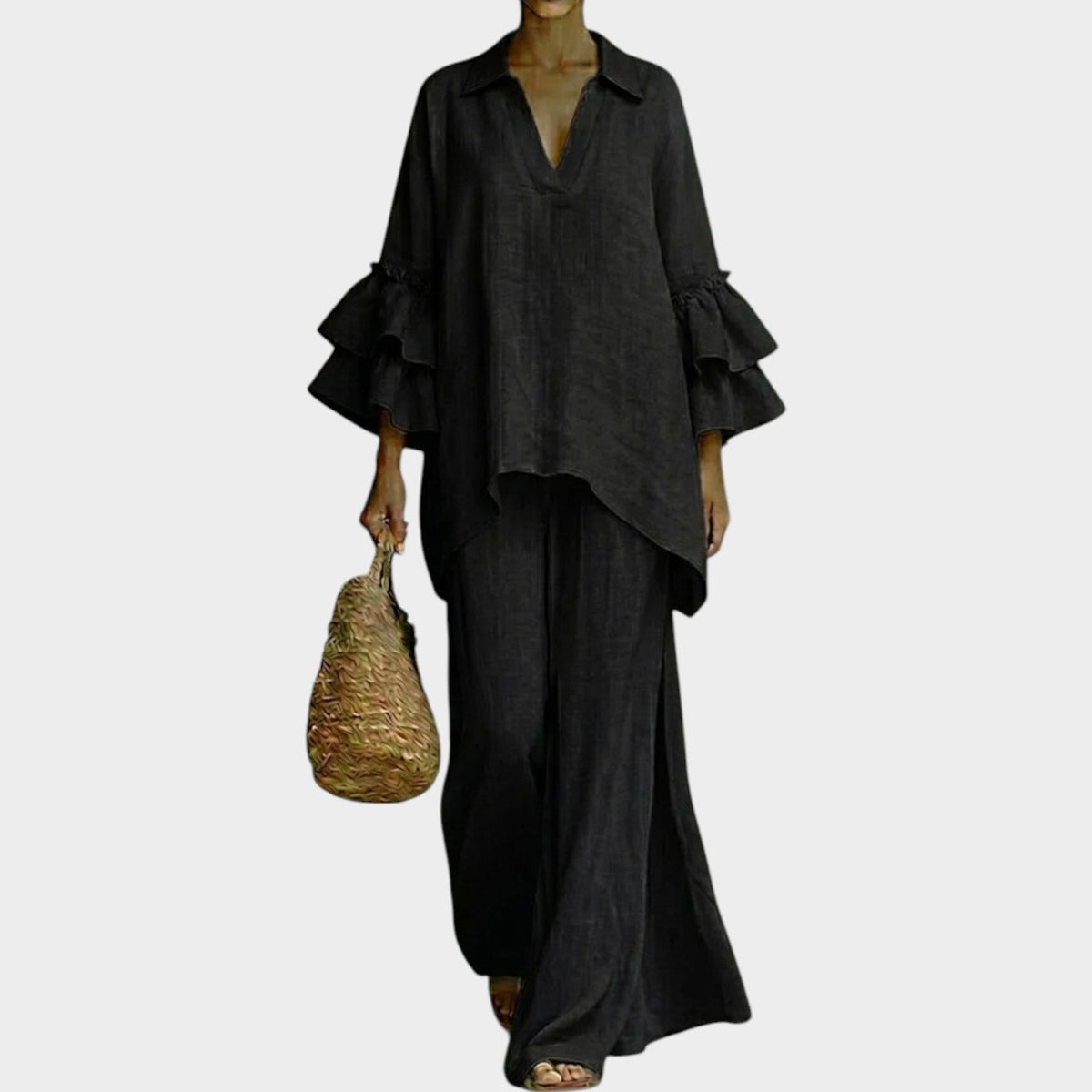 Ariela | Oversized Top and Wide-Leg Pants Two-Piece Set