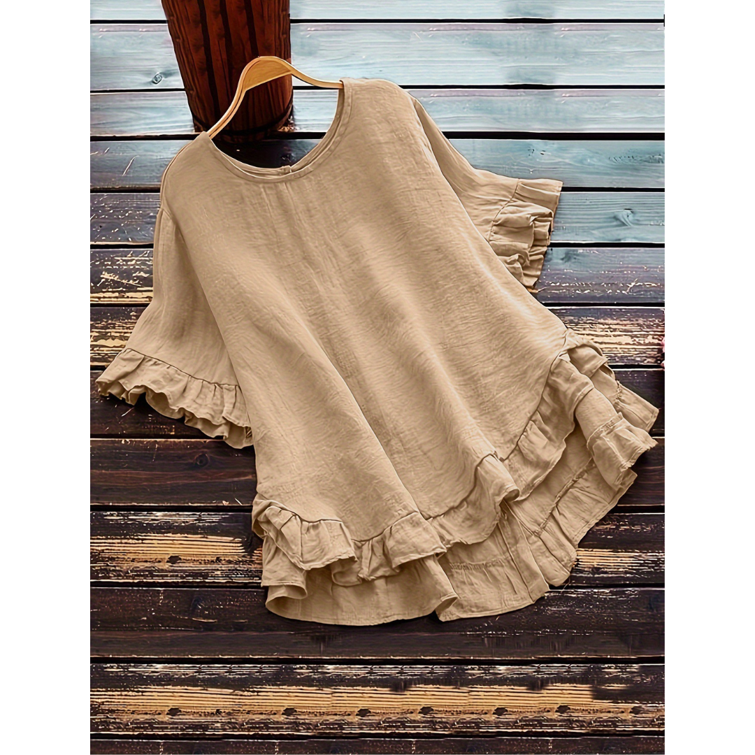 Evitat | Simple Plus Size Ruffle Hem