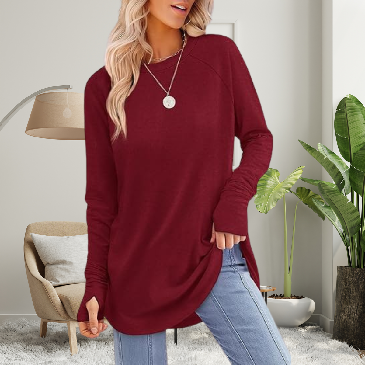 Stellan | Casual Long Sleeve Thumb Hole Top
