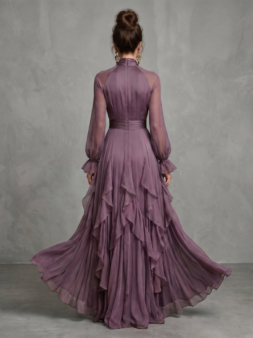 Violet | Tie Neck Ruffle Tiered Maxi Dress