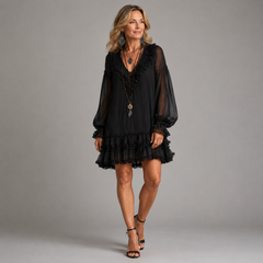 Byron | Ruffle-Tier Bishop Sleeve Mini Dress