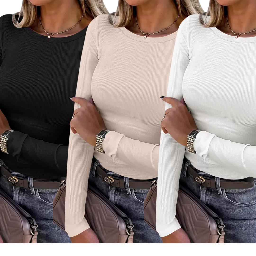 Karin | Basic Comfortable Ribbed Crewneck Shirt