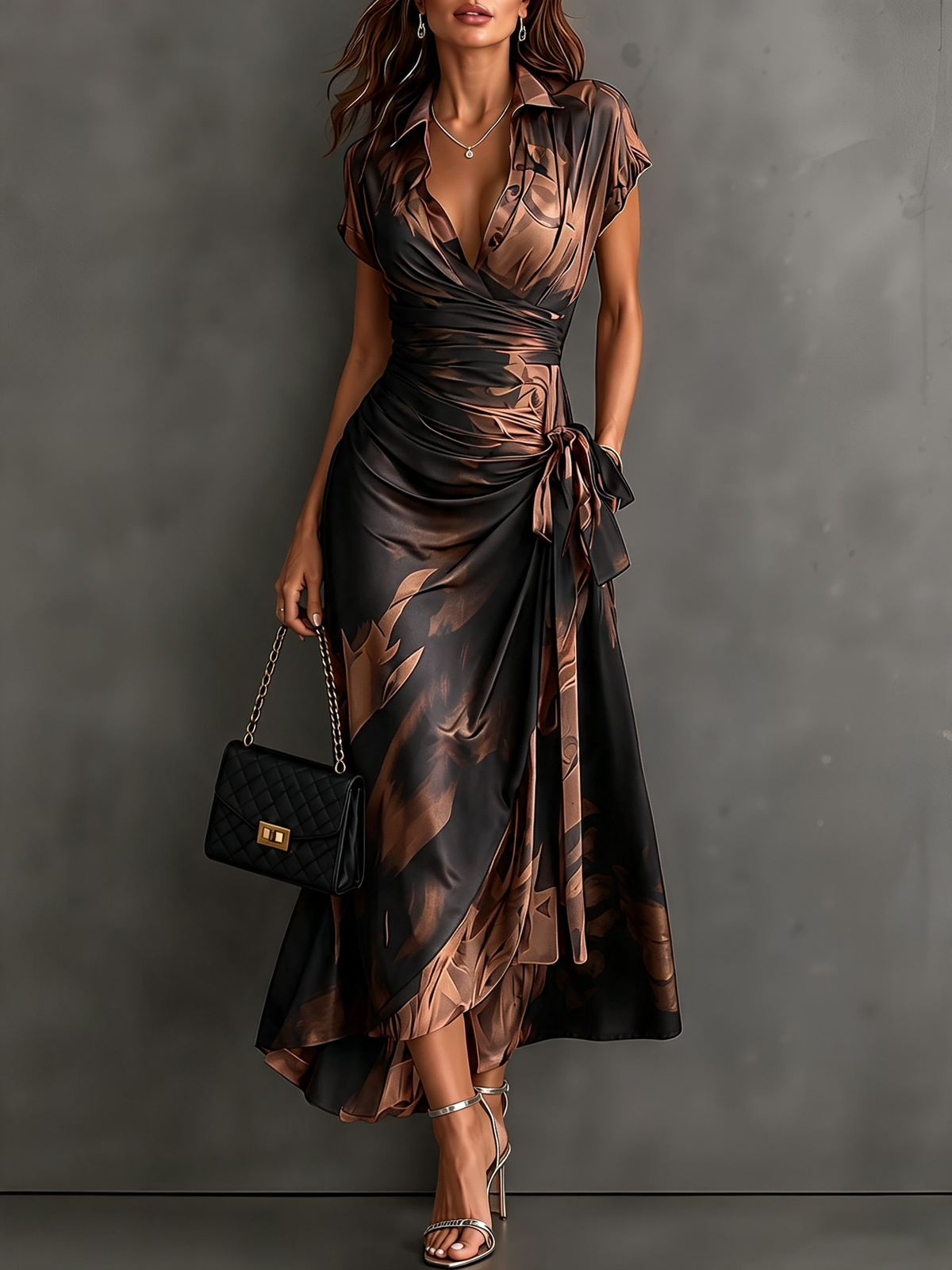 Adriana | Collared Wrap Maxi Dress