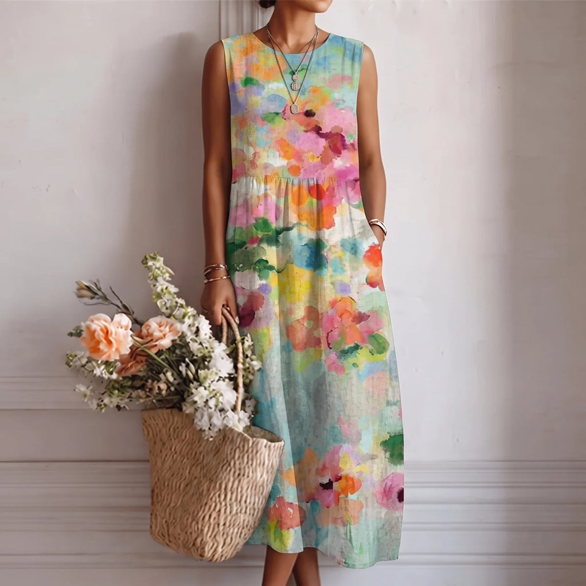 Alba | Sleeveless Floral Maxi Dress
