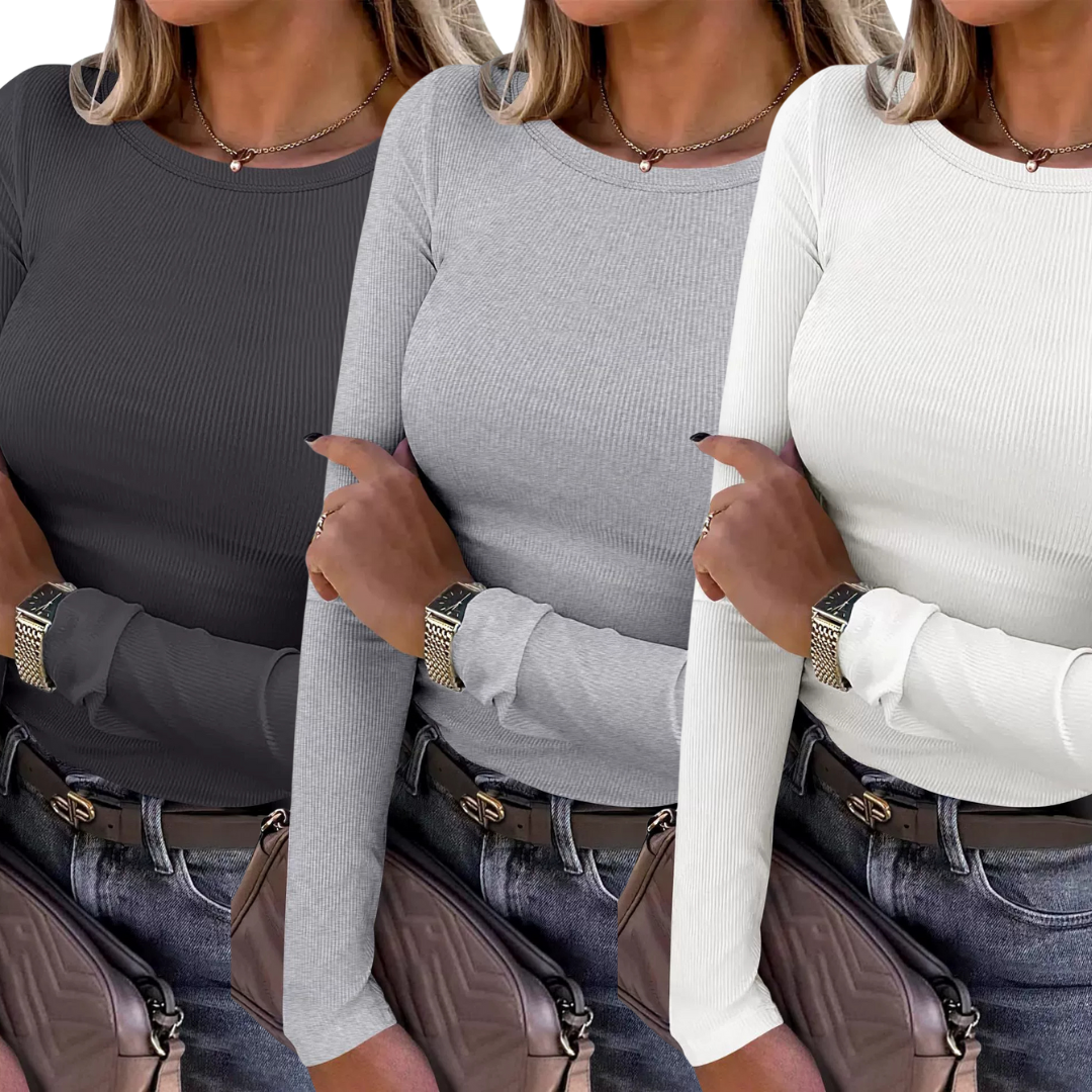Karin | Basic Comfortable Ribbed Crewneck Shirt