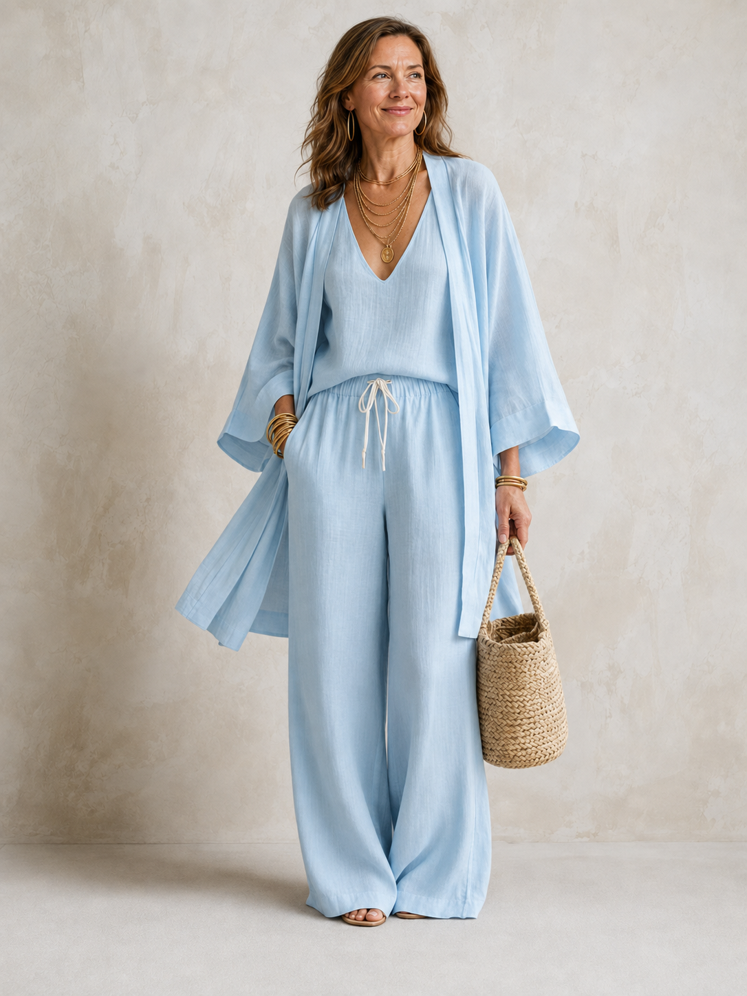 Elena | Three-Piece Linen-Look Set for Women