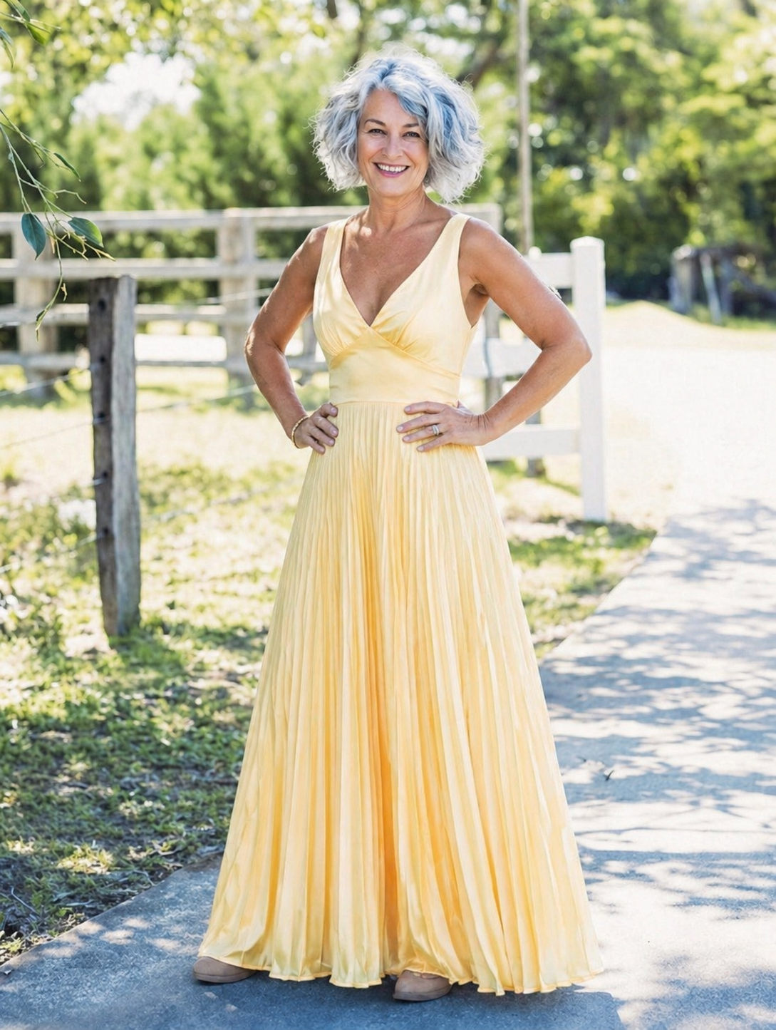 Scarlett | Pleated V-Neck Maxi Dress
