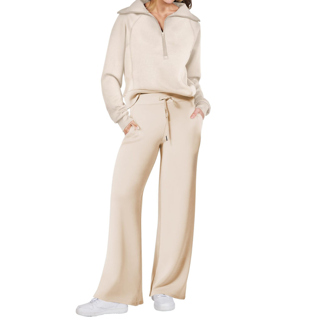 Maya | Half-Zip Pullover and Wide-Leg Pants Two-Piece Set