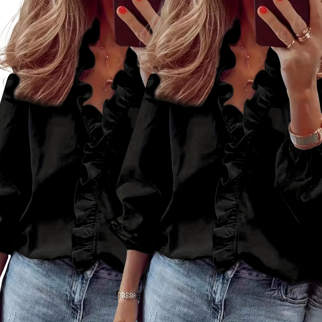 Loreleit | Timeless V-Neck Blouse with Ruffles