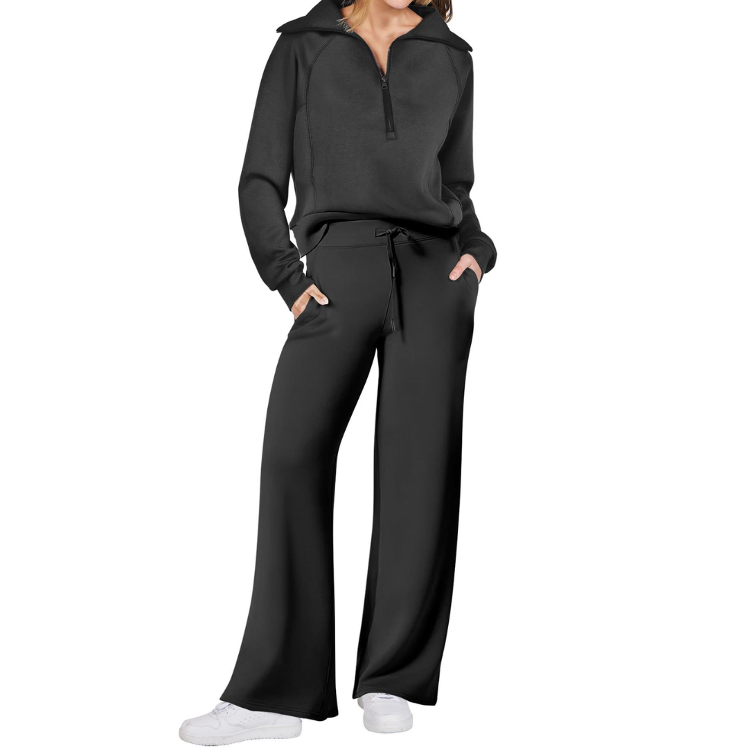 Maya | Half-Zip Pullover and Wide-Leg Pants Two-Piece Set