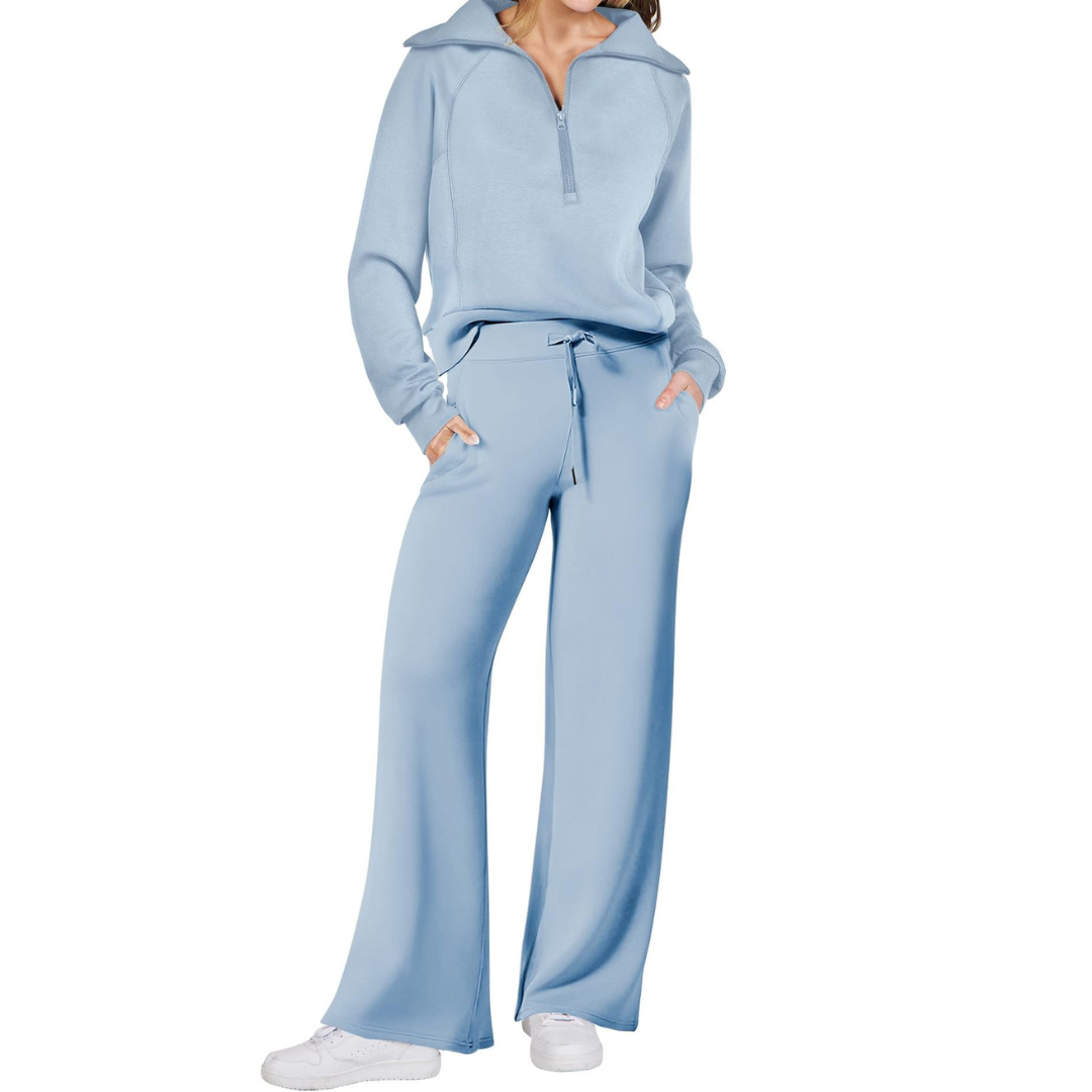 Maya | Half-Zip Pullover and Wide-Leg Pants Two-Piece Set