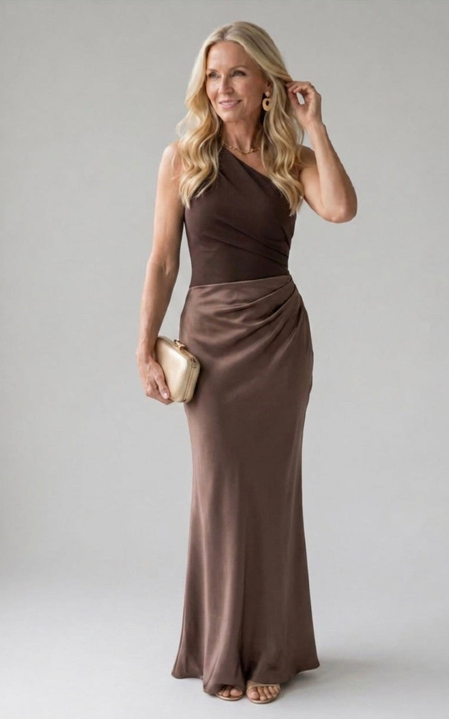 Beatrice | Satin Maxi Dress with Gold Detail